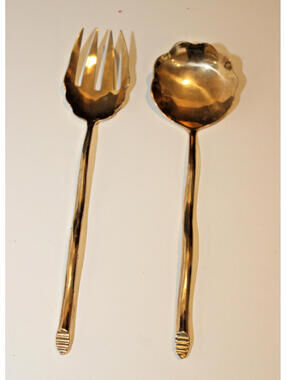 Izabel Lam Stream Bronze salad serving tongs fork spoon